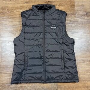 Snow Leopard Puffer Vest Men's L Black Heated‎ Lightweight Sleeveless Jacket